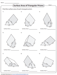 Surface Area of Triangular Prisms | Integers