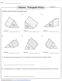 Volume of Triangular Prisms using Area of Cross-Section