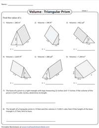 Volume of Triangular Prisms | Find the Missing Dimensions
