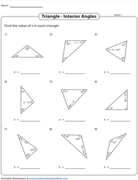 Interior Angles of Triangles | Solving for 'x'