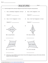 Missing Diagonal Length of a Kite | Decimals