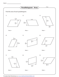 Area of Parallelograms | Fractions