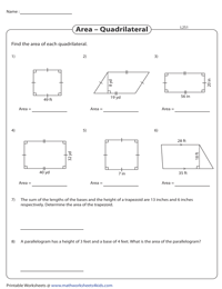Area of Quadrilaterals | Whole Numbers