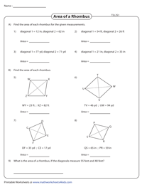Area of a Rhombus | Integers