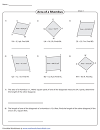 Diagonal Measure of a Rhombus using the Area