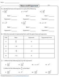 Base and Exponents