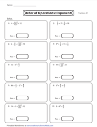 Exponents and Operations