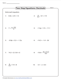 Solving Two-Step Equations | Decimals