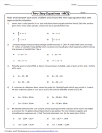 Two-Step Equation Word Problems | MCQ