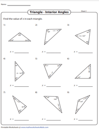 Interior Angles in Triangles | Solve for 'x'