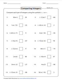 Comparing Integers: Multiplication and Division