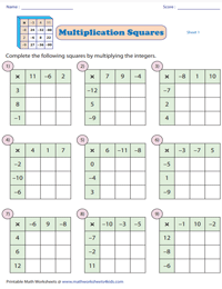 Multiplication Squares: 3*3 Grids