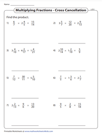 Multiplying Three Fractions - Cross Cancellation