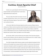 Cochise, Great Apache Chief | Reading Comprehension