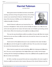 Harriet Tubman | Reading Comprehension