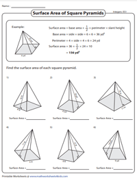 Surface Area of Square Pyramids | Integers