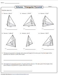 Volume of Triangular Pyramids | Find the Missing Dimensions
