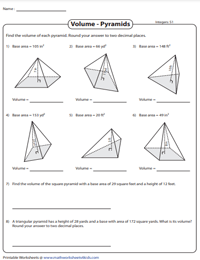 Finding Volume of Mixed Pyramids using Base Area | Integers