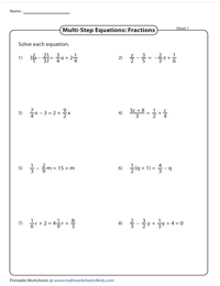Multi-Step Equations - Fractions
