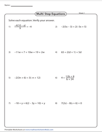 Solve and Verify | Multi-Step Equations