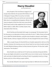 Harry Houdini | Reading Comprehension