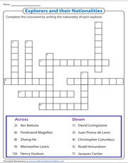 Explorers and Their Nationalities | Crossword