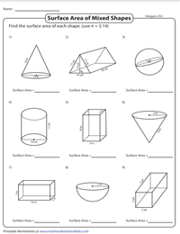 Surface Area of Mixed Shapes - Integers