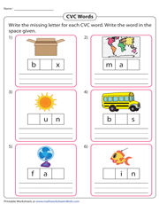 Writing Missing Letters in CVC Words