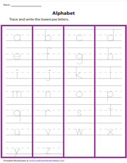 Tracing Lowercase Letters