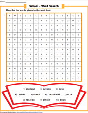 Word Search | All About School